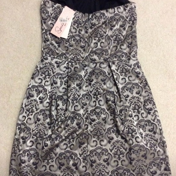 Cocktail dress juniors prom, silver shiny color piano recital musical play event - Picture 2 of 3